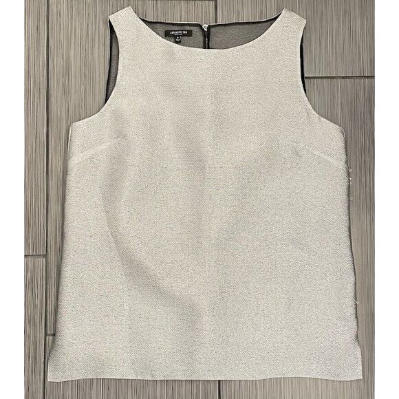 Lafayette 148 Silver Weave Tank Top Size 6 Lined Lightweight Sheer Textured - Picture 1 of 7